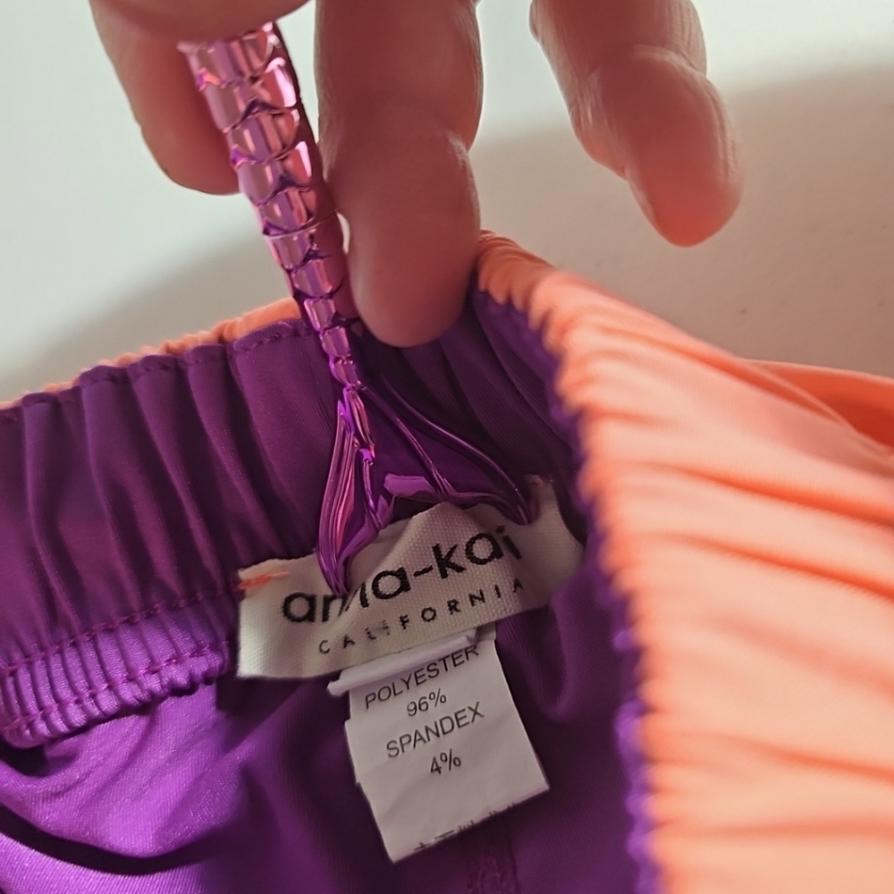 BundleAnna Kaci 2 n 1 W/pockets Workout Orange Sherbet & Purple SZ M VGUC Shorts - Picture 15 of 16